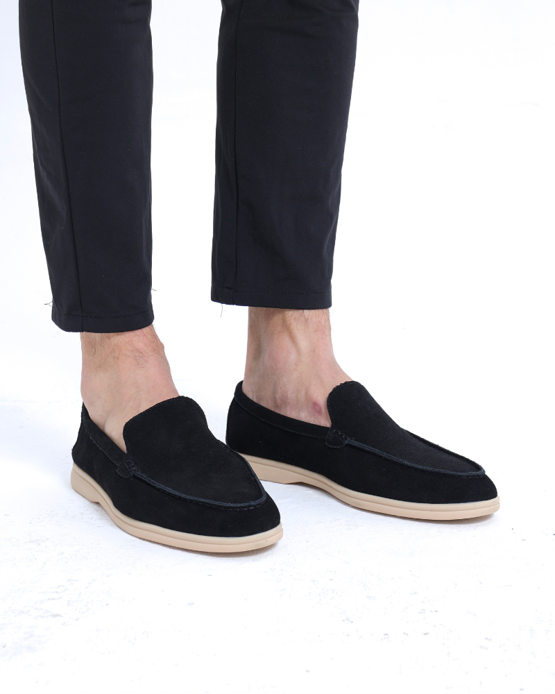 Vittorio Fine - Men’s Premium Suede Loafers – Slip-On Style - Black