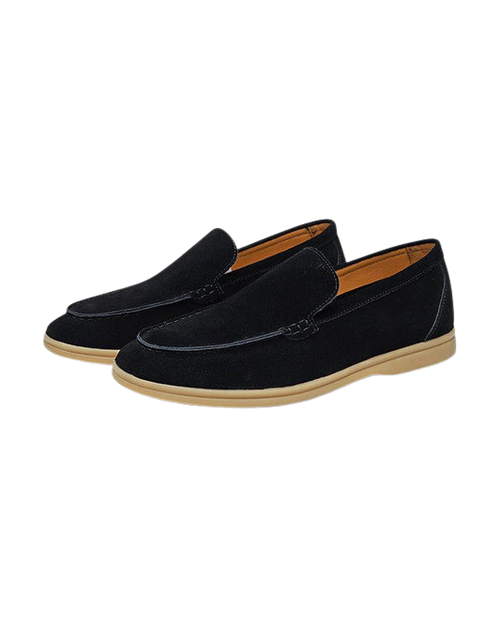 Vittorio Fine - Men’s Premium Suede Loafers – Slip-On Style - Black