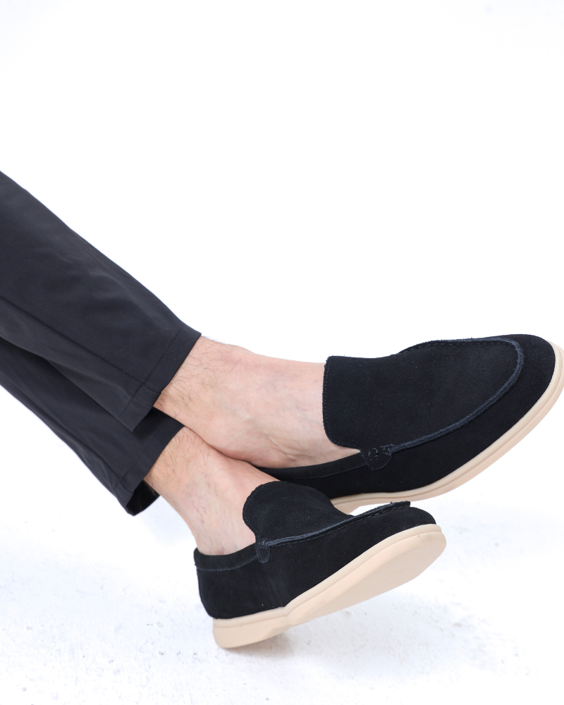 Vittorio Fine - Men’s Premium Suede Loafers – Slip-On Style - Black