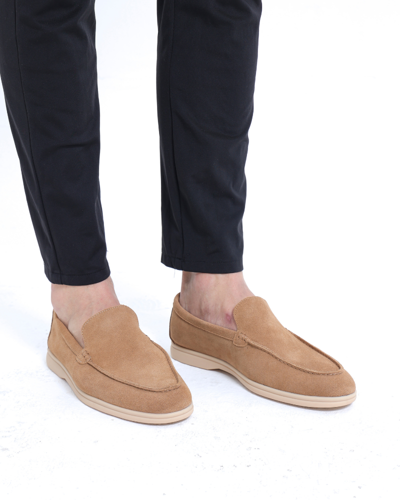 Vittorio Fine - Men’s Premium Suede Loafers – Slip-On Style - Caramel