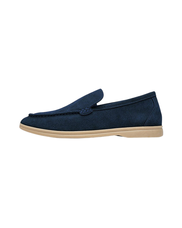 Vittorio Fine - Men’s Premium Suede Loafers – Slip-On Style - Navy Blue