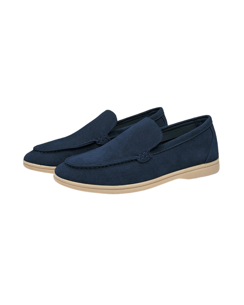 Vittorio Fine - Men’s Premium Suede Loafers – Slip-On Style - Navy Blue