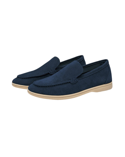 Vittorio Fine - Men’s Premium Suede Loafers – Slip-On Style - Navy Blue