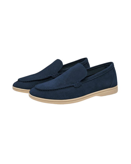 Vittorio Fine - Men’s Premium Suede Loafers – Slip-On Style - Navy Blue