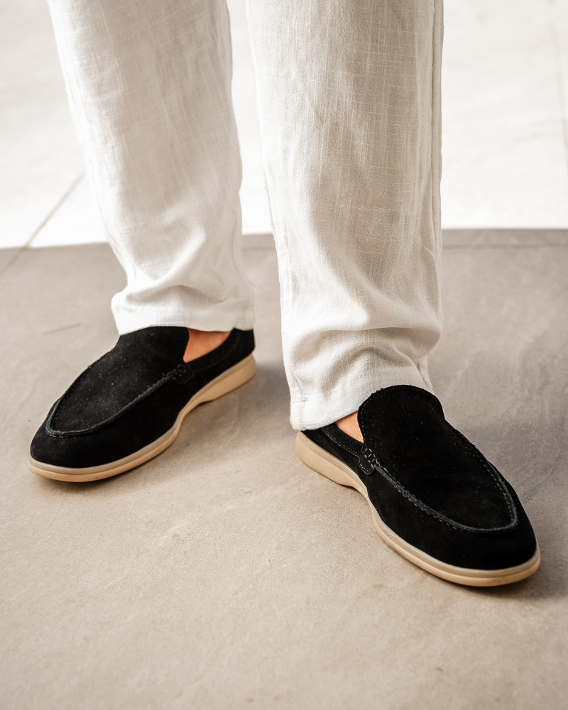 Vittorio Fine - Men’s Premium Suede Loafers – Slip-On Style - Black