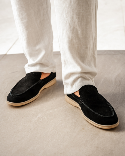 Vittorio Fine - Men’s Premium Suede Loafers – Slip-On Style - Black